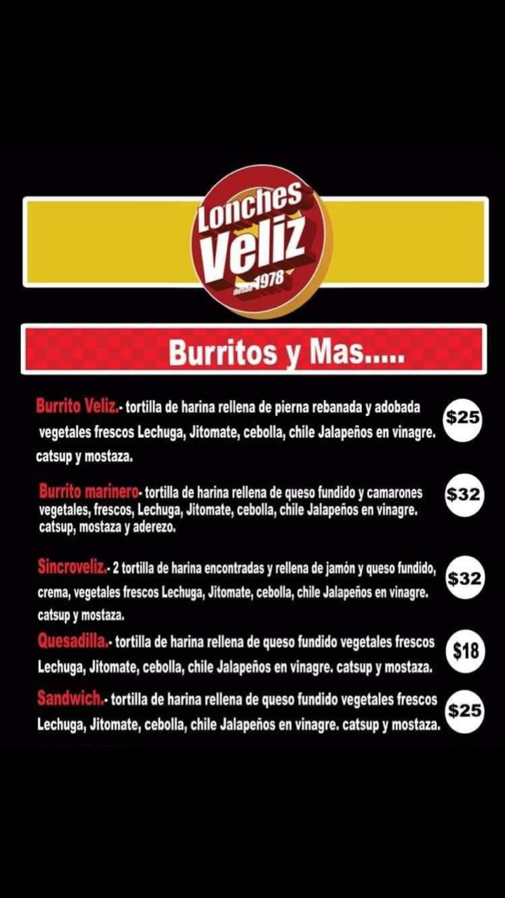 Carta de Lonches Veliz — página 2